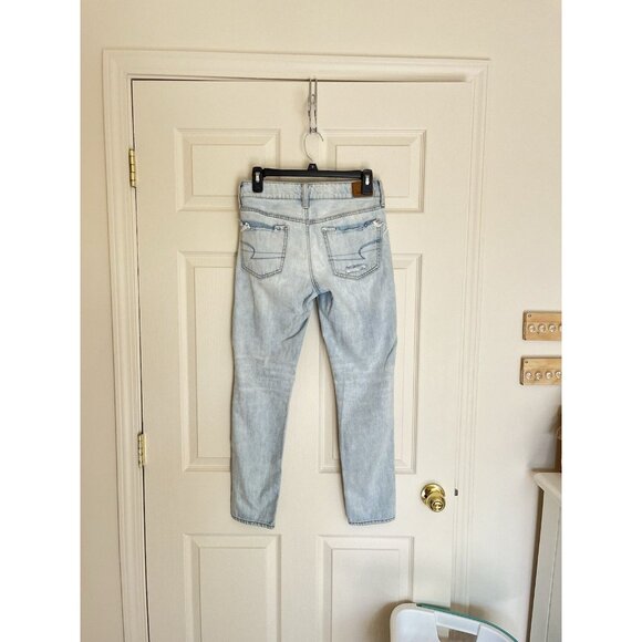 American Eagle Jeans 0 TomGirl Light Wash Distressed Straight Leg - Picture 3 of 6